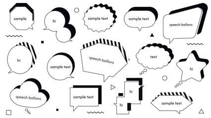 Speech bubble set American comic, manga monochrome, simple  balloon style 