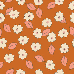 Seamless pattern with floral motifs. Vector illustration.
