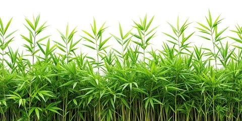 Fototapeta premium Bamboo leaves grass isolated on white background with clipping path Panoramic