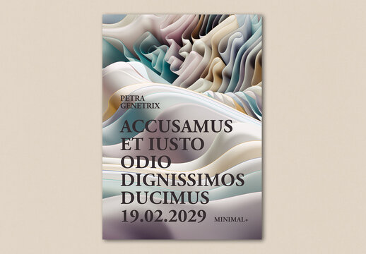 Minimal Poster Design Layout with Abstract Curly Wavy Background