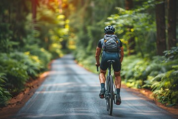 Obraz premium Scenic Cycling Adventure Through Lush Forest Trails