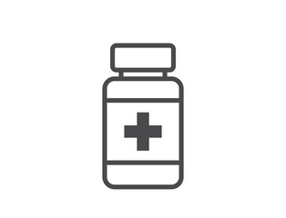pill bottle icon. pharmaceutical and medical symbol. isolated vector image in simple style