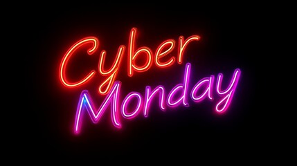 Neon sign spelling out Cyber Monday, perfect for a sale announcement.