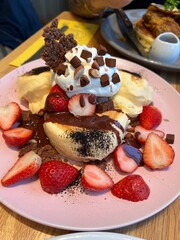 Delicious Chocolate Strawberry Japanese Pancakes