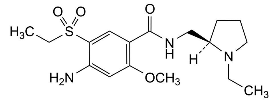 Chemical structure of amisulpride, drug substance