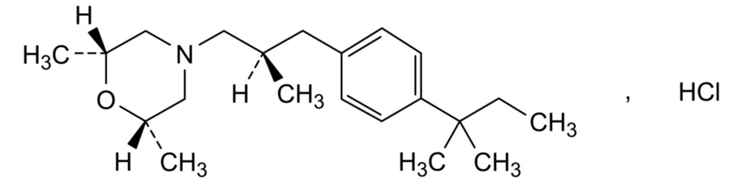 Chemical structure of amorolfine hydrochloride, drug substance