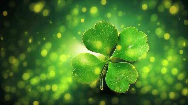 video of St. Patricks day background four leaf clover