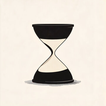recommend clip art: Hourglass illustration with black and white minimalist design, representing time and urgency concept