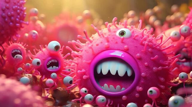 video of Cartoon microbe