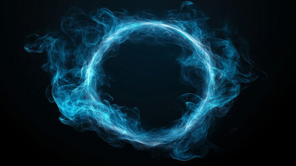 Obraz premium Abstract blue smoke ring on a dark background.