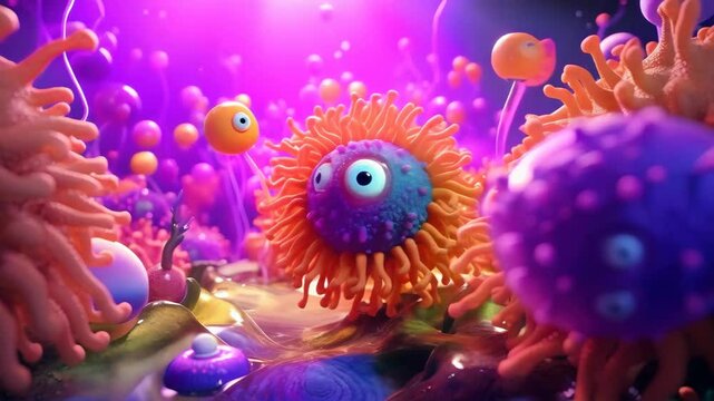 video of Cartoon microbe