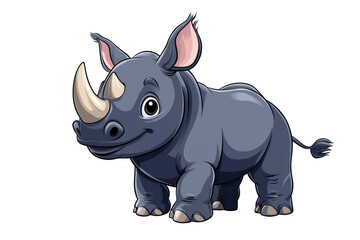Obraz premium Cute Rhino Cartoon Illustration on Transparent Background