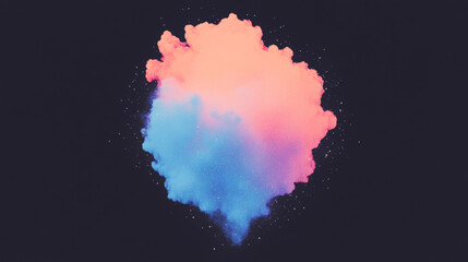 Obraz premium Abstract pink and blue cloud with white specks against a black background.
