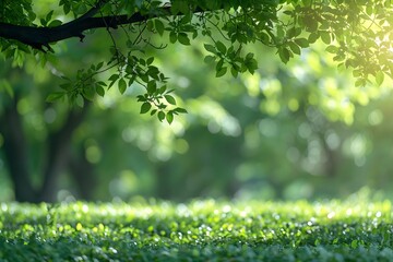 Lush Greenery Under Soft Sunlight in a Tranquil Natural Setting