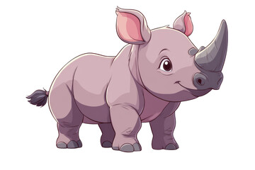 Obraz premium Joyful Rhino Cartoon Character Isolated on Transparent Background for Creative Projects