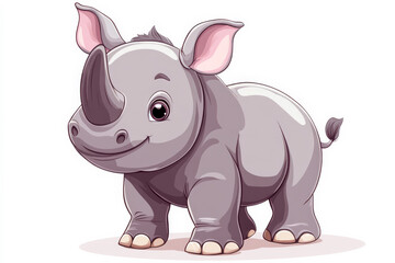 Naklejka premium Adorable Rhino Cartoon for Safari Adventures