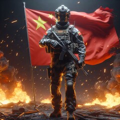 Fototapeta premium Heroic soldiers symbolizing war and peace 