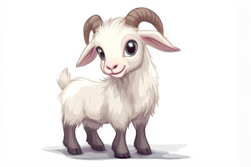Naklejka premium Cute Goat Cartoon on Clear Background