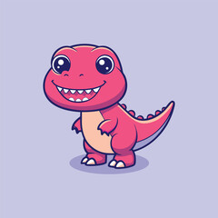 Cute Pink Dinosaur Cartoon Illustration.
