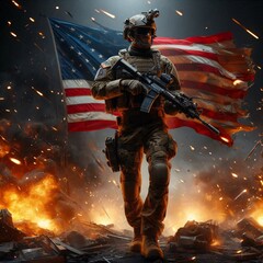 Fototapeta premium Heroic soldiers symbolizing war and peace 