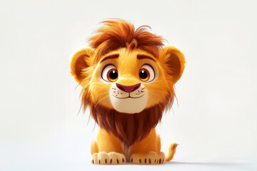 Happy Lion Cartoon Character on Wite Background