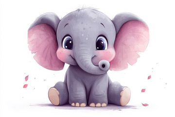 Fototapeta premium Friendly Cartoon Elephant Perfect for Children's Designs