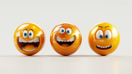 Obraz premium The cheerful spheres showcase a variety of emotions, including happiness, joy, and mischief, creating a playful atmosphere. Generative AI
