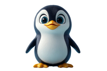 Obraz premium Happy Penguin Cartoon Illustration on Transparent Background