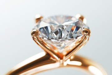 Close-up of a diamond ring on a white background, taken with professional photography and studio lighting Generative AI
