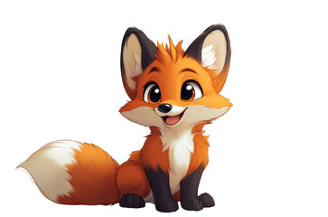 Obraz premium Playful Baby Fox Cartoon Character for Kids' Projects on Transparent Background