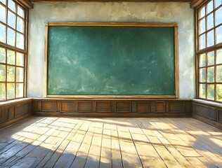 Classroom with a Green Chalkboard