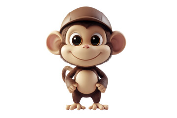 Fototapeta premium Adorable Monkey Cartoon on Transparent Background