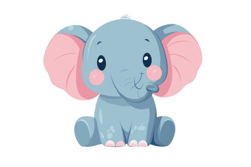 Fototapeta premium Adorable Elephant Cartoon on Transparent Background