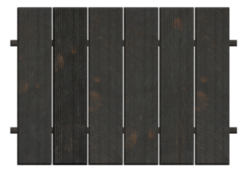 Fence made of brown old wooden planks on isolated background