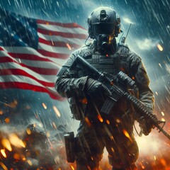 Fototapeta premium Heroic soldiers symbolizing war and peace 