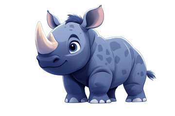 Obraz premium Cute Rhino Cartoon Character on Transparent Background