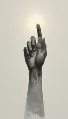 Hand Reaching Towards a Luminous Light in the Sky