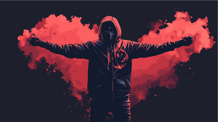 Vector illustration Football fan. Ultras. Revolution. Riot. Protest.