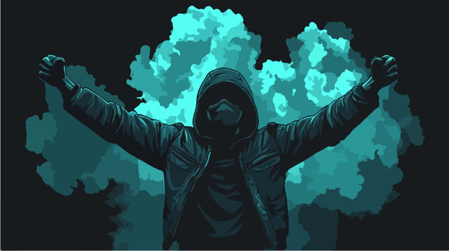 Vector illustration Football fan. Ultras. Revolution. Riot. Protest.