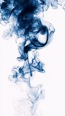 Fototapeta premium Abstract blue smoke swirls on a white background.