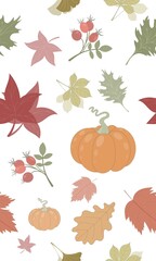 Herbst Hintergrund mit Kürbis und Blätter nahtlos Musterbild pattern