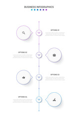 Vertical progress bar featuring 4 arrow-shaped elements, symbolizing the four stages of business strategy and progression. Clean timeline infographic design template. Vector for mobile presentation.
