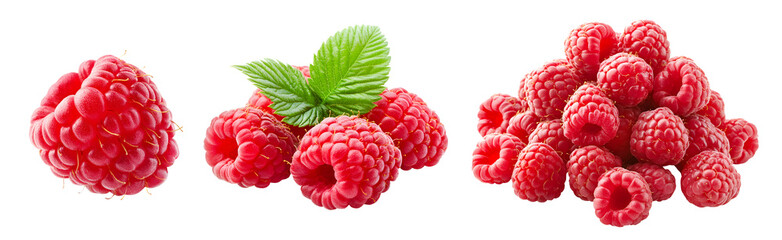 Sweet raspberry fruit isolated on transparent background. Png format