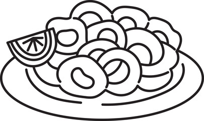 calamari fritti italian food outline clipart