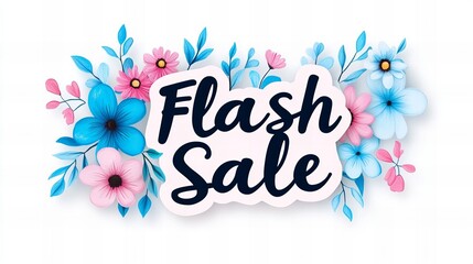Obraz premium Floral Flash Sale announcement with pink and blue flowers.