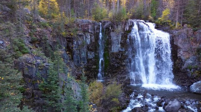 Upper Ames Waterfall, Falls, in the Southern Colorado Mountains,  America, USA.