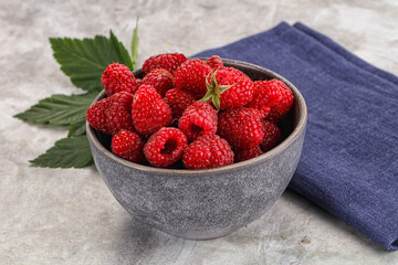 Ripe sweet and juicy organic raspberry