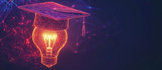 graduation cap and light bulb. Education and Innovation