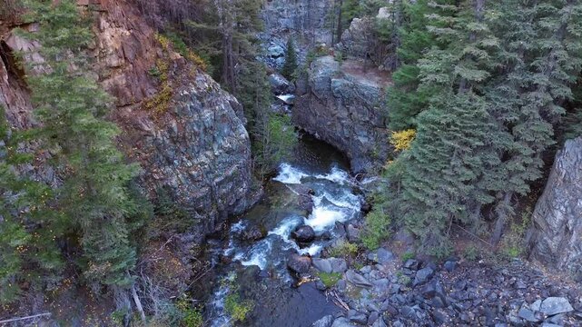 Upper Ames Waterfall, Falls, in the Southern Colorado Mountains,  America, USA.