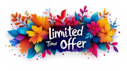 A colorful floral banner announcing a limited time offer.